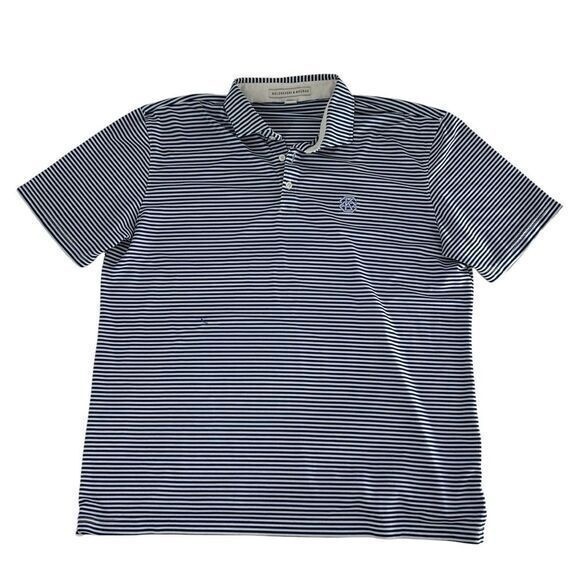 Holderness & Bourne Shirt Men XL‎ Blue Striped Tailored Polo Golf Performance